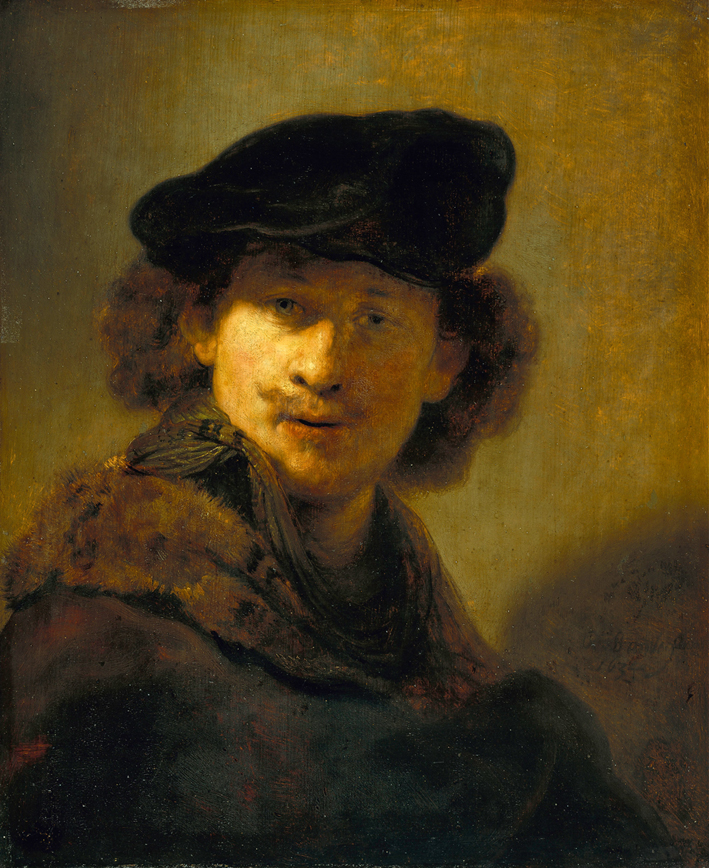  伦勃朗·梵·莱茵 Rembrandt van Rijn——戴丝绒贝雷帽的自画像
